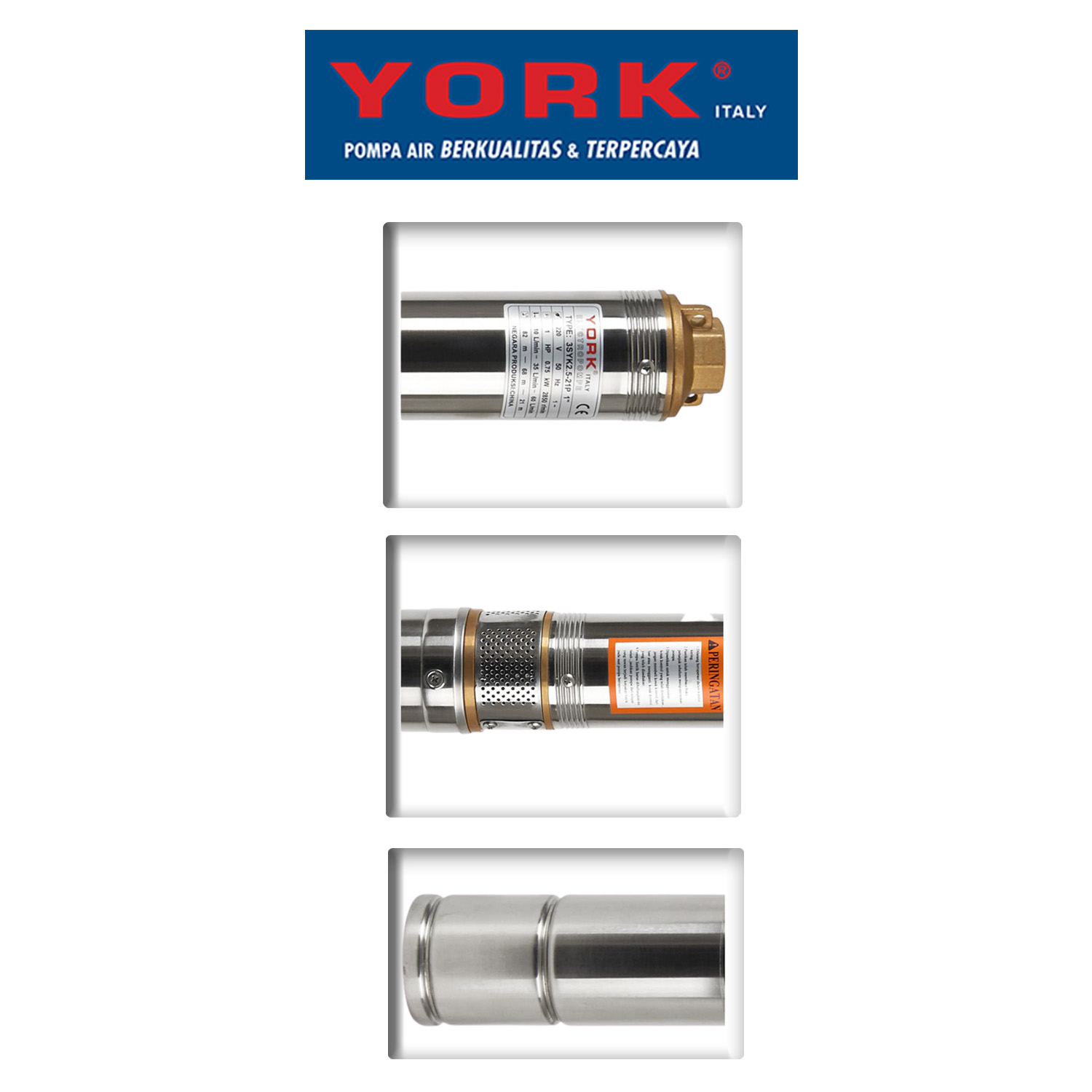 York 3SYK 2.5-11P (1/2 HP) + C.BOX + 40 M - Pompa Satelit 