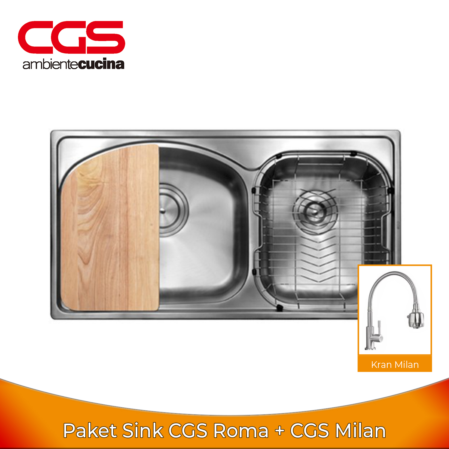 Paket Komplit Kitchen Sink CGS Roma - Wastafel Dapur