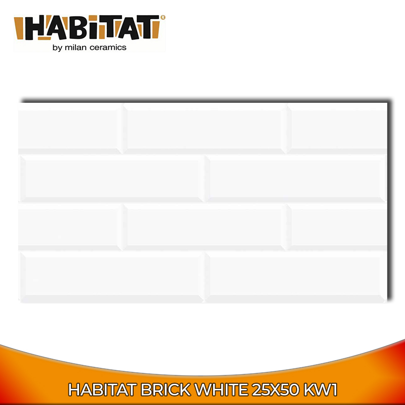Habitat Brick White 25X50 KW1 - Keramik Dinding