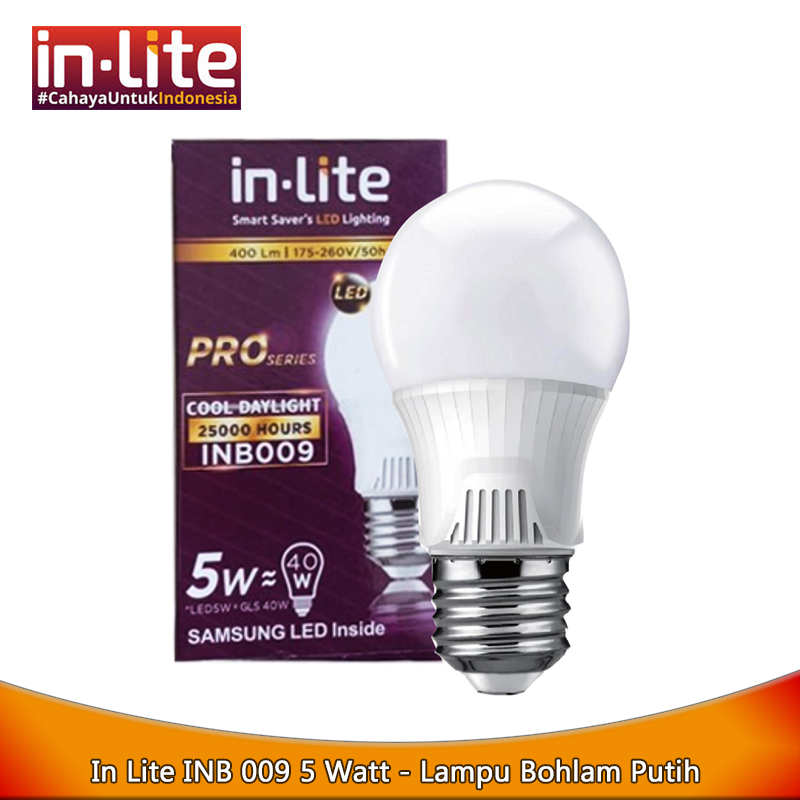 BUY 1 GET 1 In Lite  INB 009 5 Watt -  Lampu Bohlam Putih 