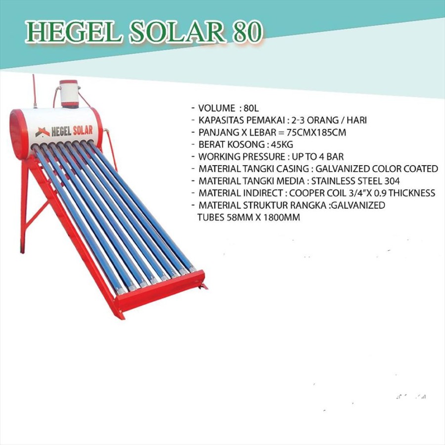 Hegel 80 ( Galvanized) Solar W Water Heater - Pemanas Air Matahari