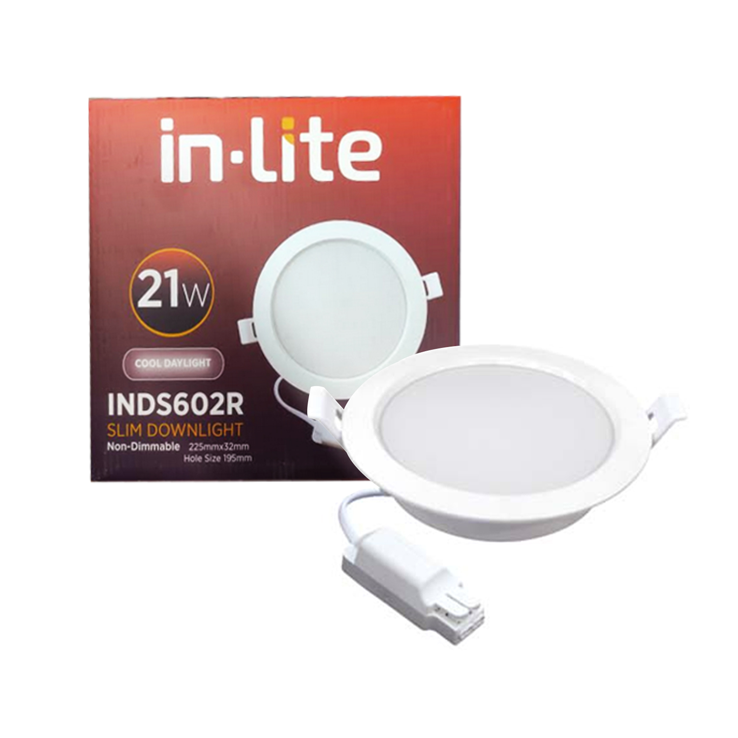 Inlite INDS602R 21W Slim Downlight CD Putih - Bohlam Lampu