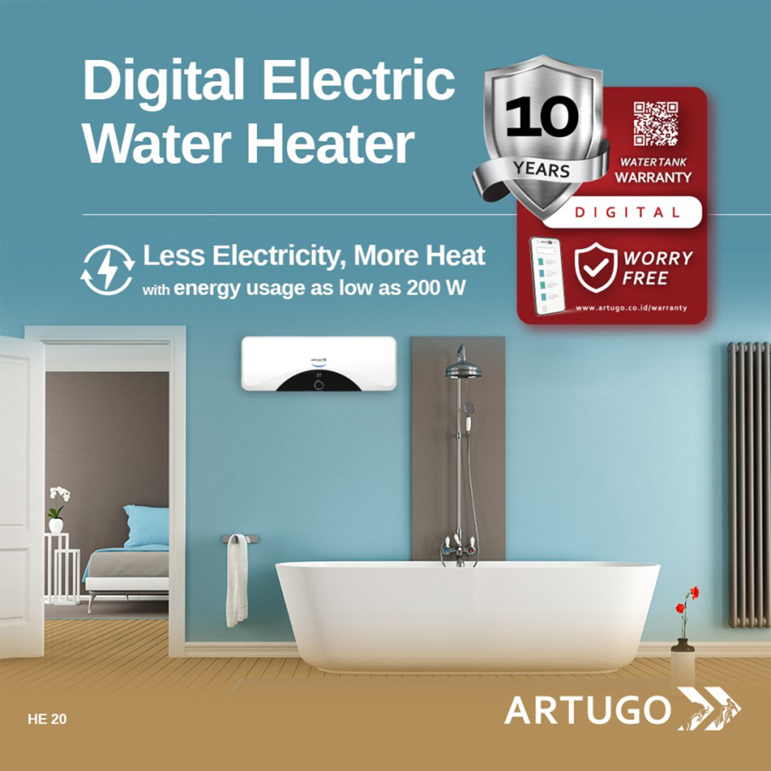 Artugo HE 20 Water Heater 20L - Pemanas Air
