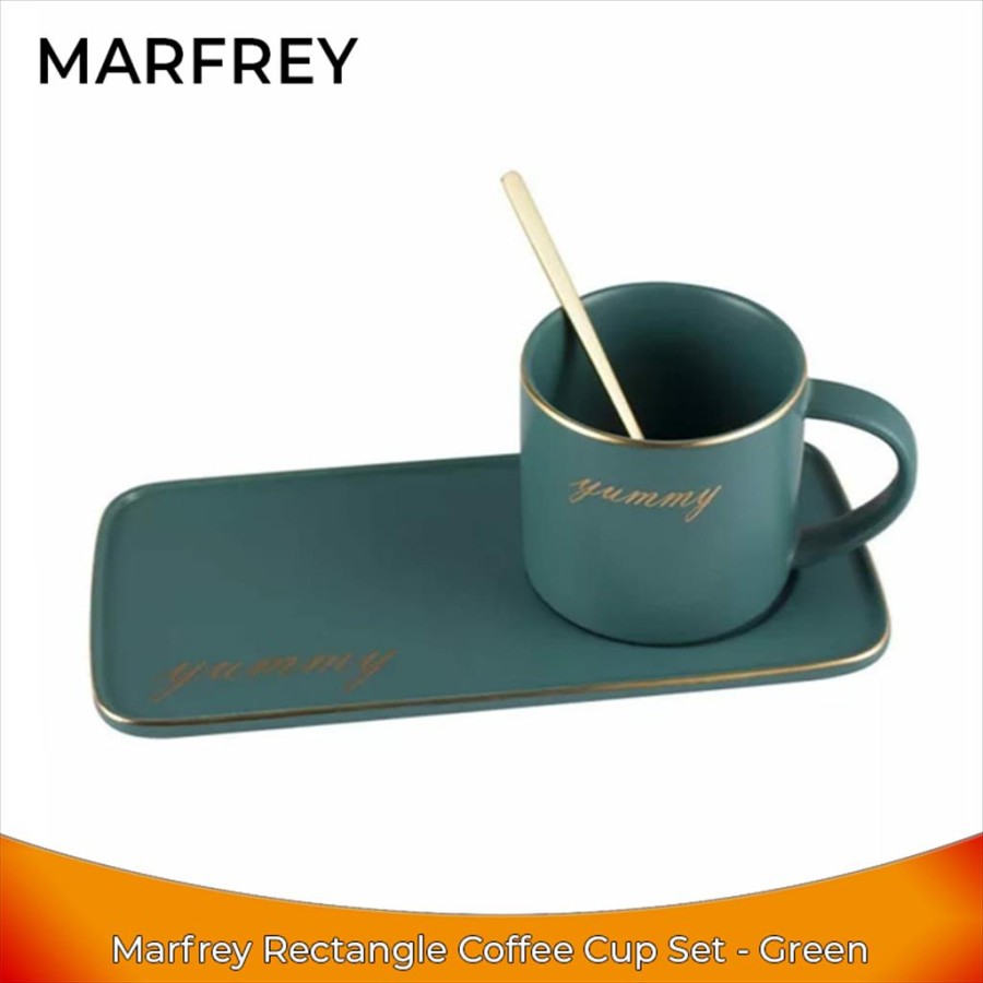 Marfrey Rectangle Coffee Cup Set - Green