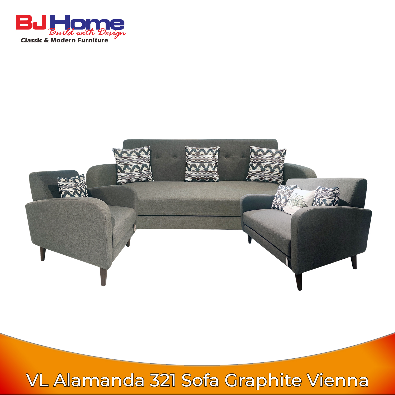VI Alamanda 321 Graphite Vienna Sofa Duduk Minimalis Modern