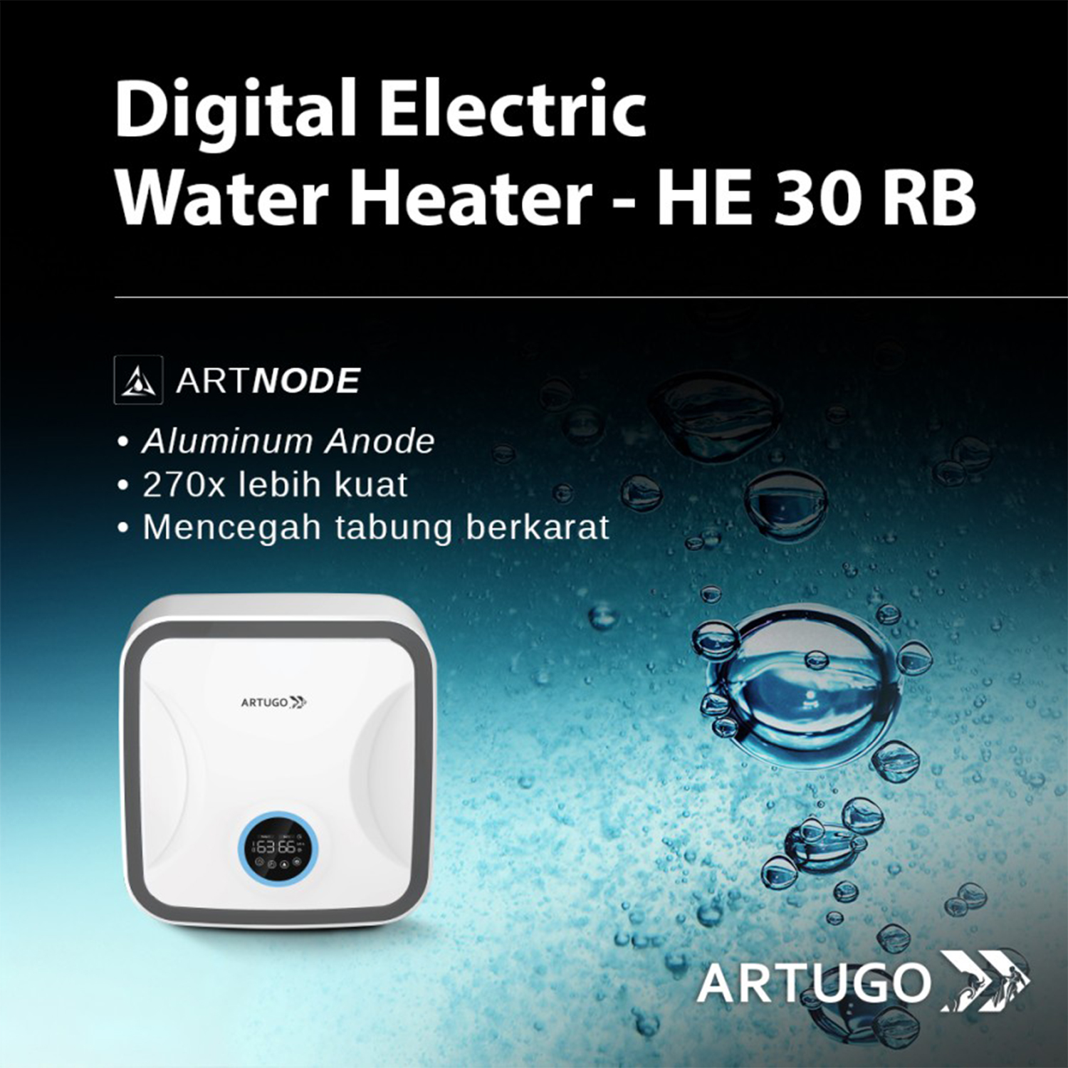 Artugo HE 30 RB Water Heater SS 30L - Pemanas Air