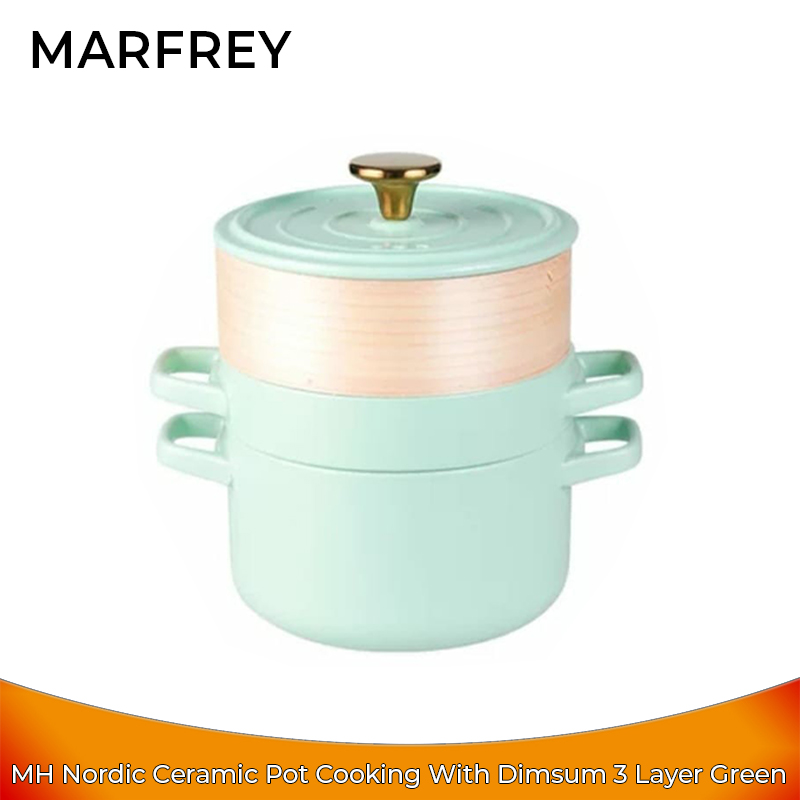 Marfrey Nordic Ceramic Pot 3 in 1 Cooking Dimsum - Panci Masak Green